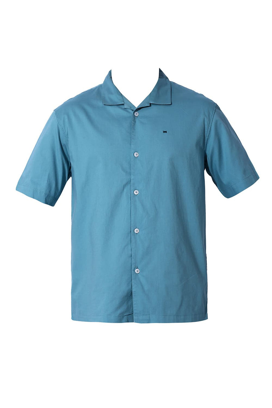 BASICS RELAXED FIT REEF TEAL COTTON OXFORD HALFSLEEVES SHIRT