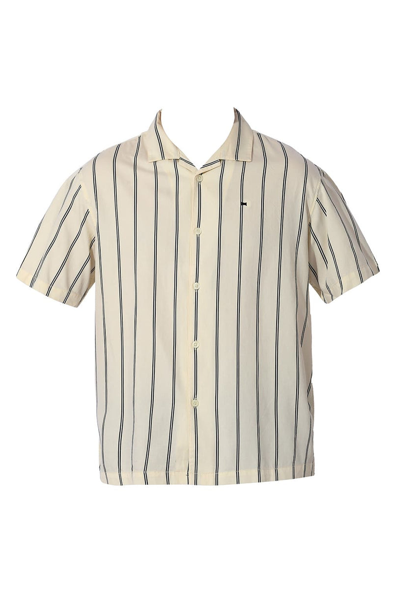 RELAXED FIT COTTON TWILL STRIPE HALFSLEEVES SHIRT