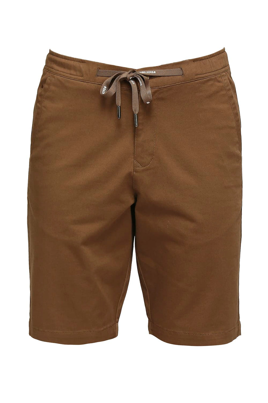 BASICS COMFORT FIT TEAK BROWN COTTON STRETCH DOBBY WOVEN SHORTS