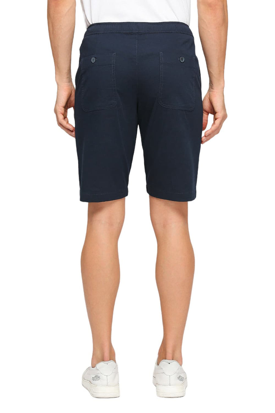 BASICS COMFORT FIT CARBON NAVY COTTON STRETCH DOBBY WOVEN SHORTS