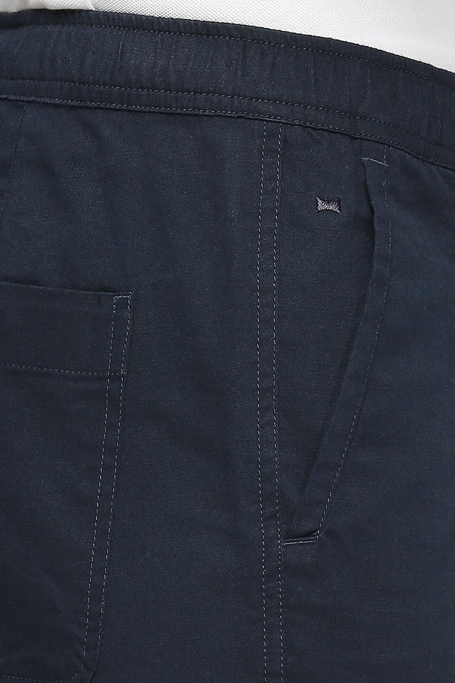 BASICS COMFORT FIT CARBON NAVY COTTON STRETCH DOBBY WOVEN SHORTS