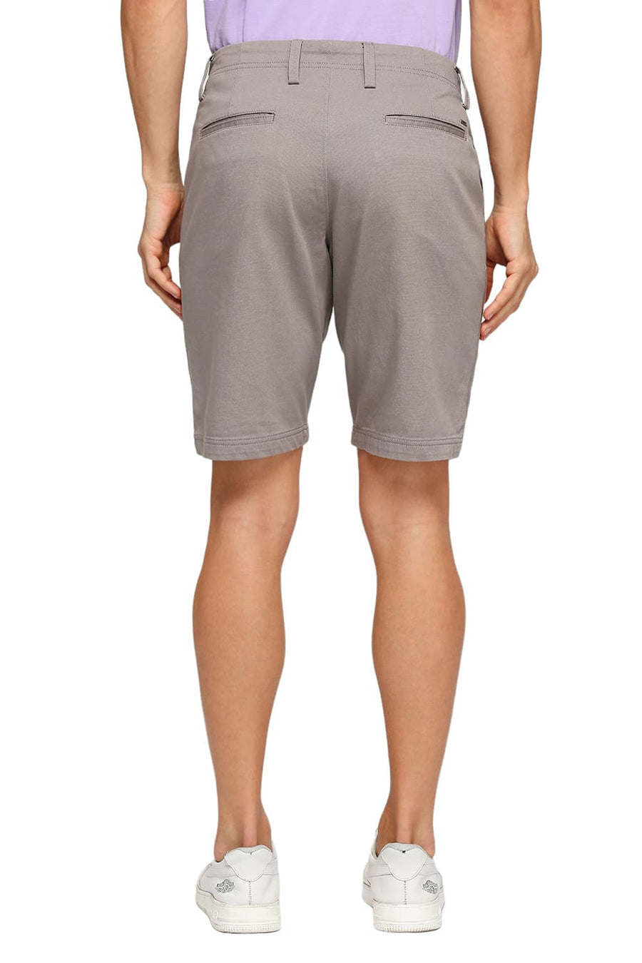 BASICS COMFORT FIT VOLCANIC GREY COTTON STRETCH DOBBY WOVEN SHORTS