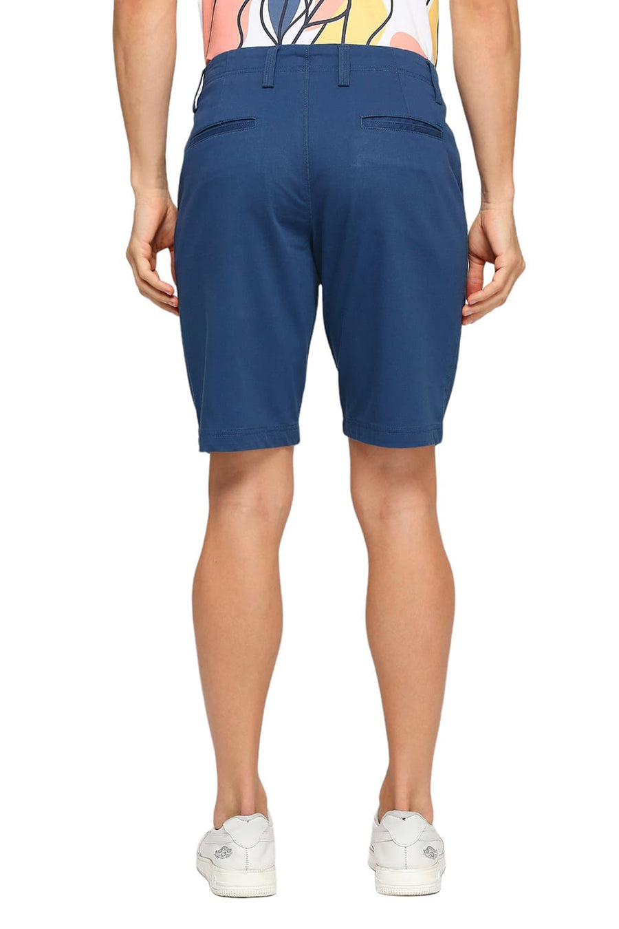 BASICS COMFORT FIT ENSIGN BLUE COTTON STRETCH DOBBY WOVEN SHORTS