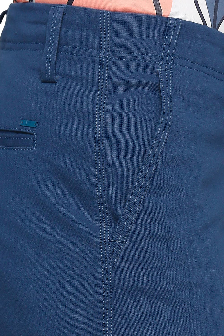 BASICS COMFORT FIT ENSIGN BLUE COTTON STRETCH DOBBY WOVEN SHORTS