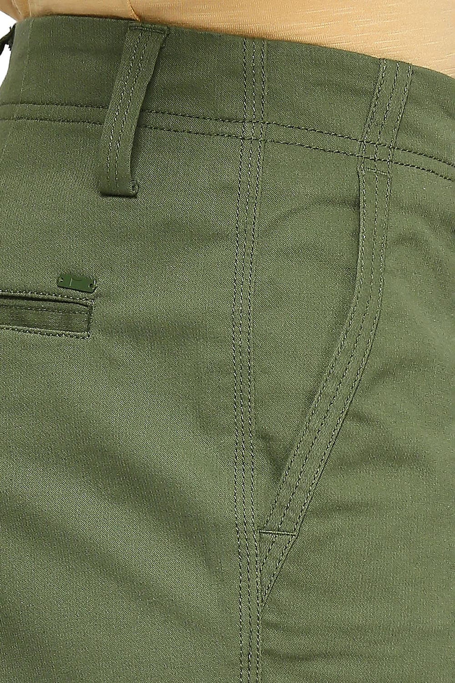 BASICS COMFORT FIT GARDEN GREEN COTTON STRETCH DOBBY WOVEN SHORTS