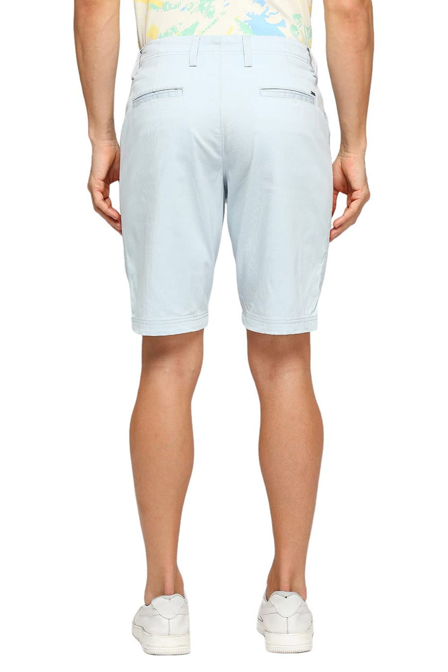 BASICS COMFORT FIT WINTER BLUE COTTON STRETCH DOBBY WOVEN SHORTS