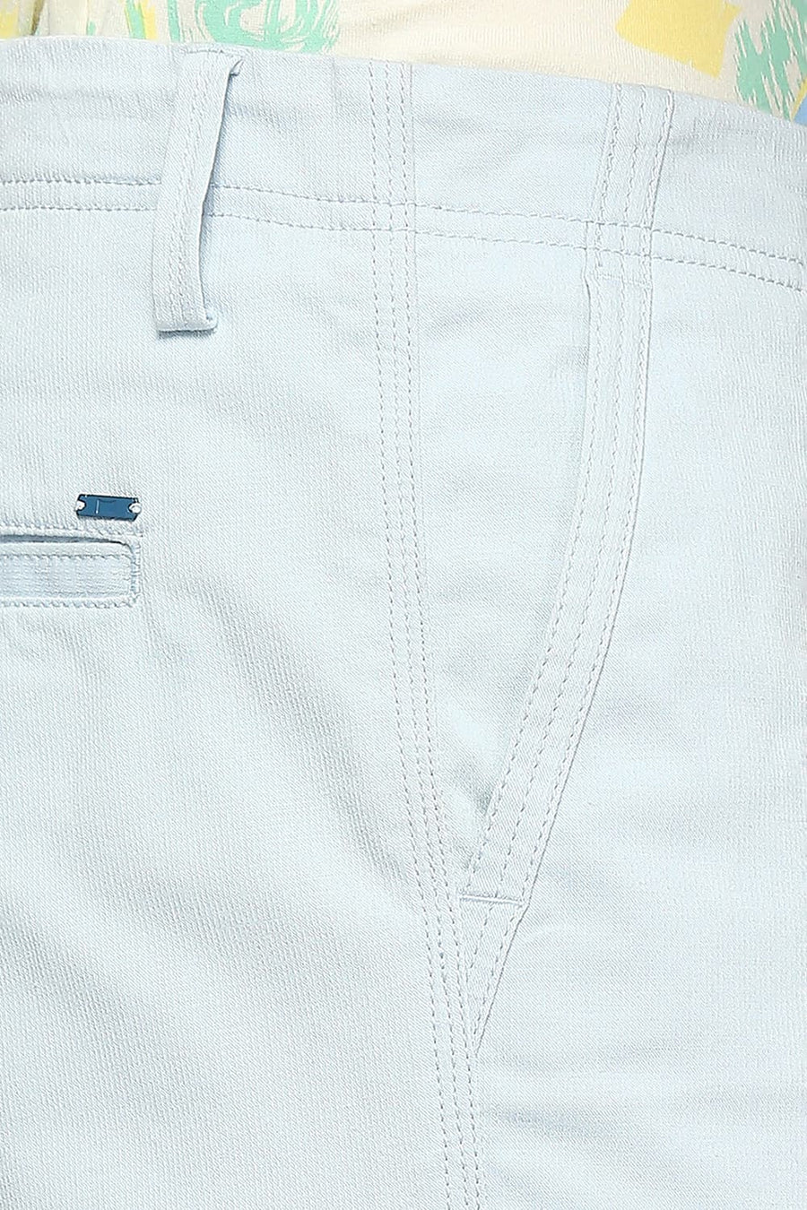 BASICS COMFORT FIT WINTER BLUE COTTON STRETCH DOBBY WOVEN SHORTS