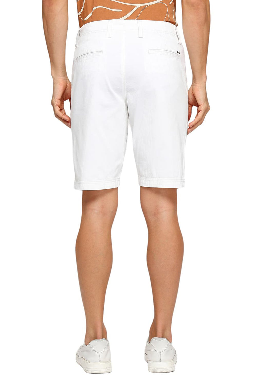 BASICS COMFORT FIT MARSHMALLOW WHITE COTTON STRETCH DOBBY WOVEN SHORTS