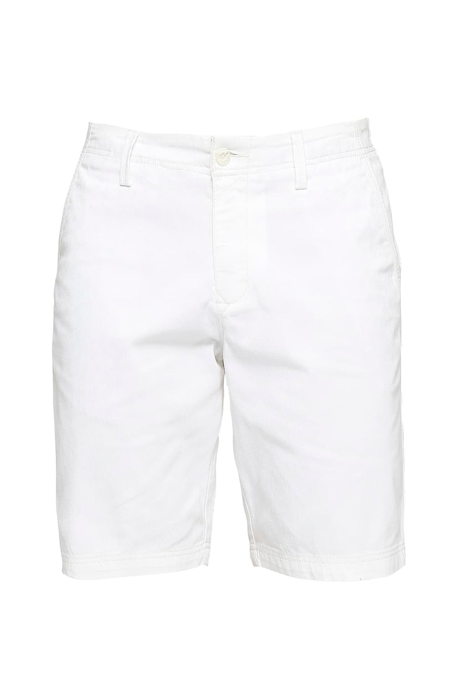 BASICS COMFORT FIT MARSHMALLOW WHITE COTTON STRETCH DOBBY WOVEN SHORTS