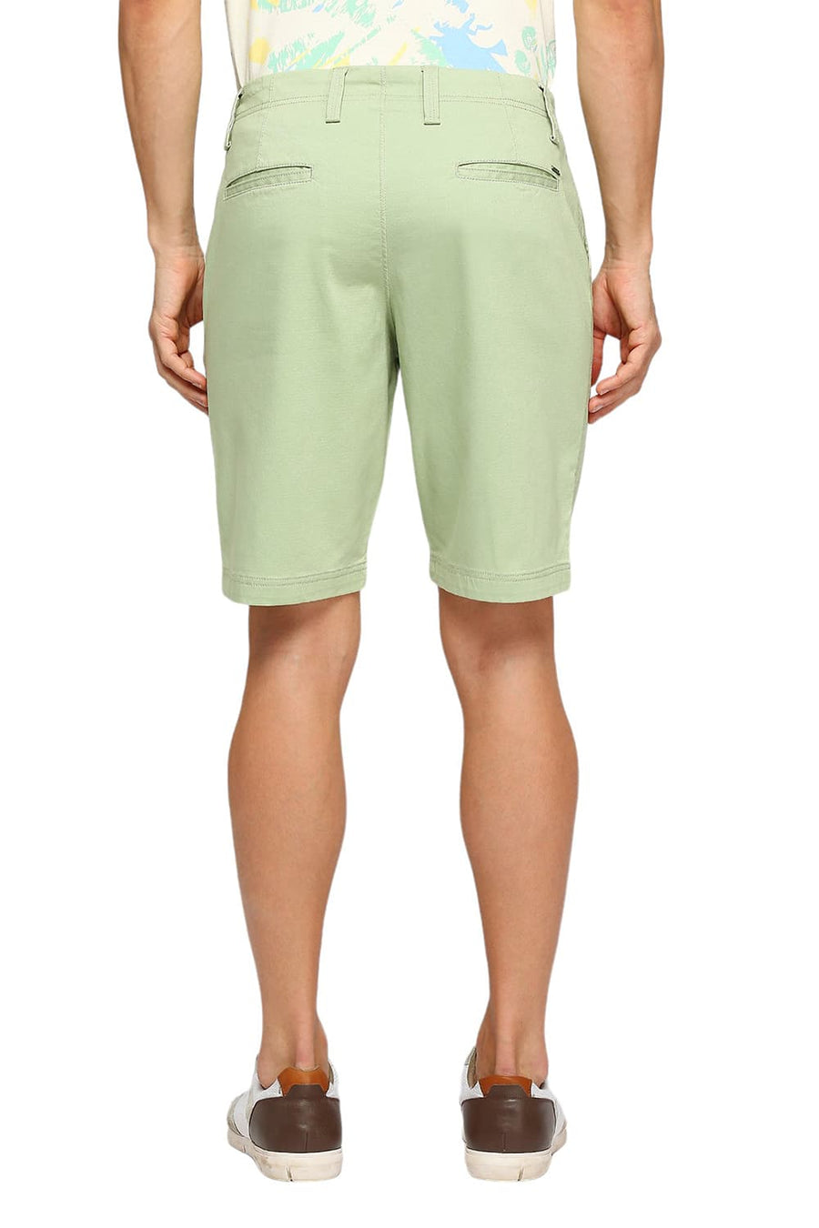 BASICS COMFORT FIT ASPEN GREEN COTTON STRETCH DOBBY WOVEN SHORTS