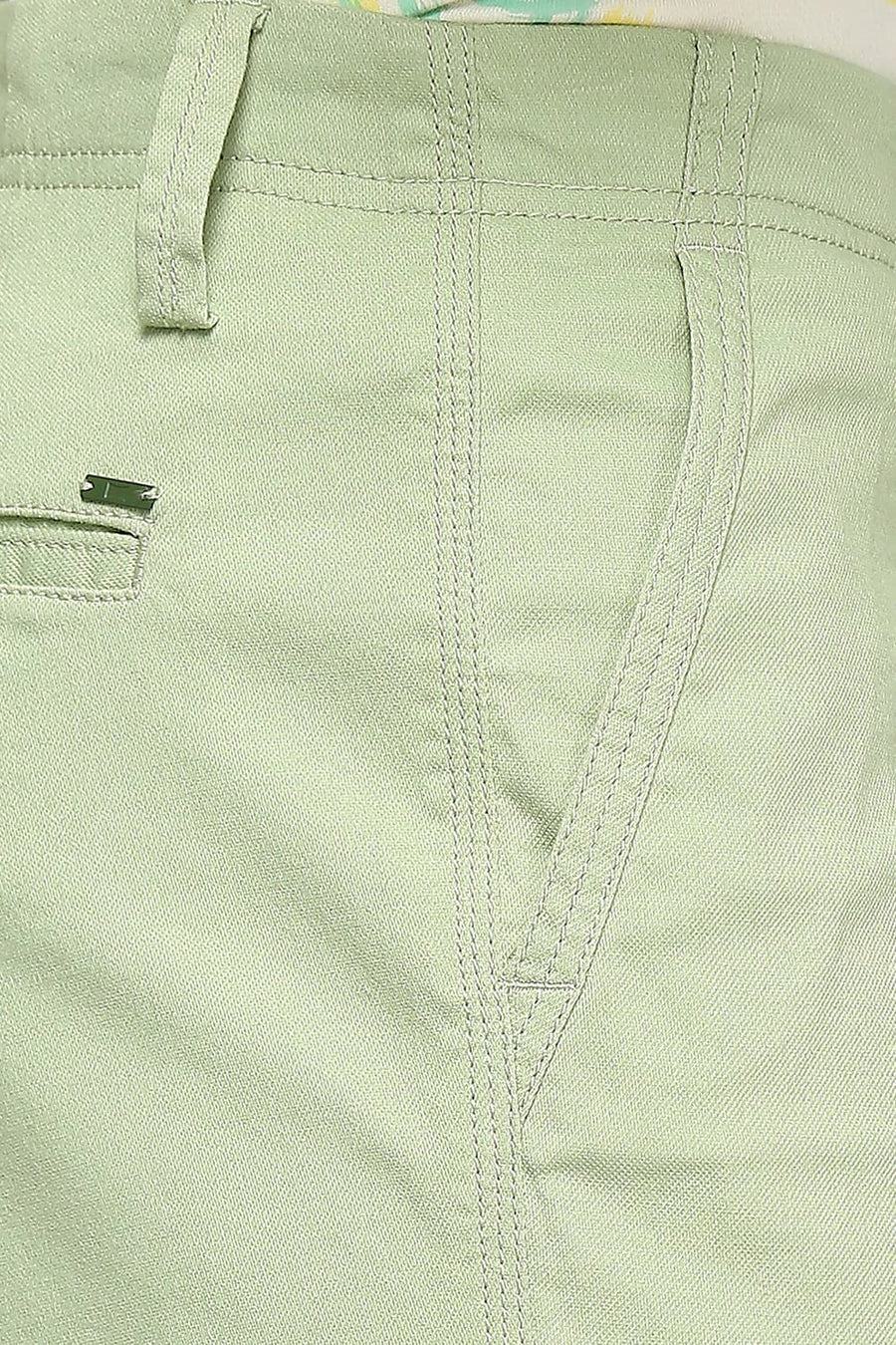 BASICS COMFORT FIT ASPEN GREEN COTTON STRETCH DOBBY WOVEN SHORTS