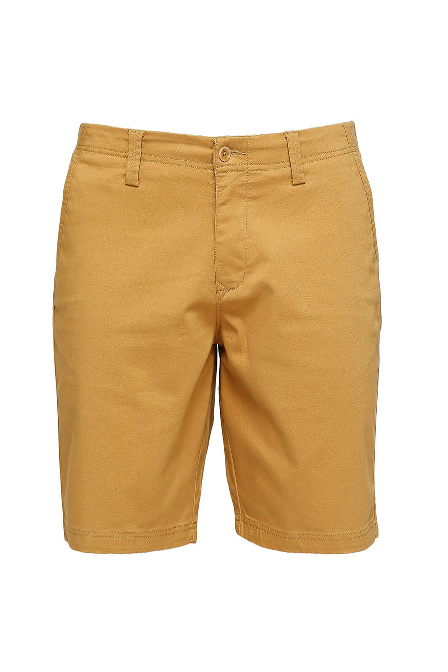 BASICS COMFORT FIT BONE BROWN COTTON STRETCH DOBBY WOVEN SHORTS