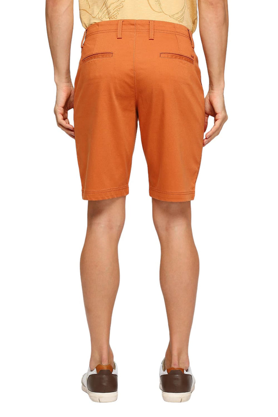 BASICS COMFORT FIT AMBER BROWN COTTON STRETCH DOBBY WOVEN SHORTS
