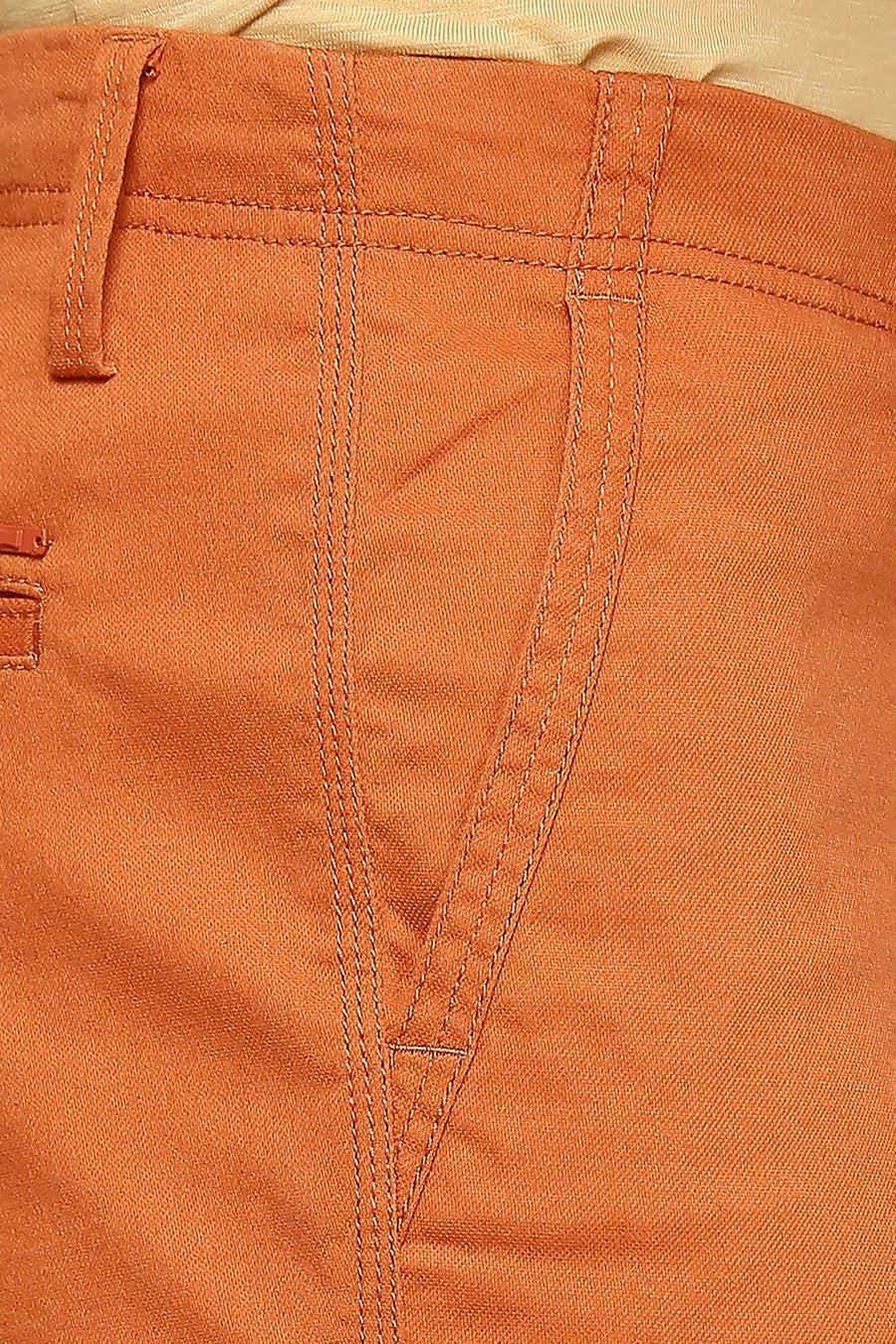 BASICS COMFORT FIT AMBER BROWN COTTON STRETCH DOBBY WOVEN SHORTS