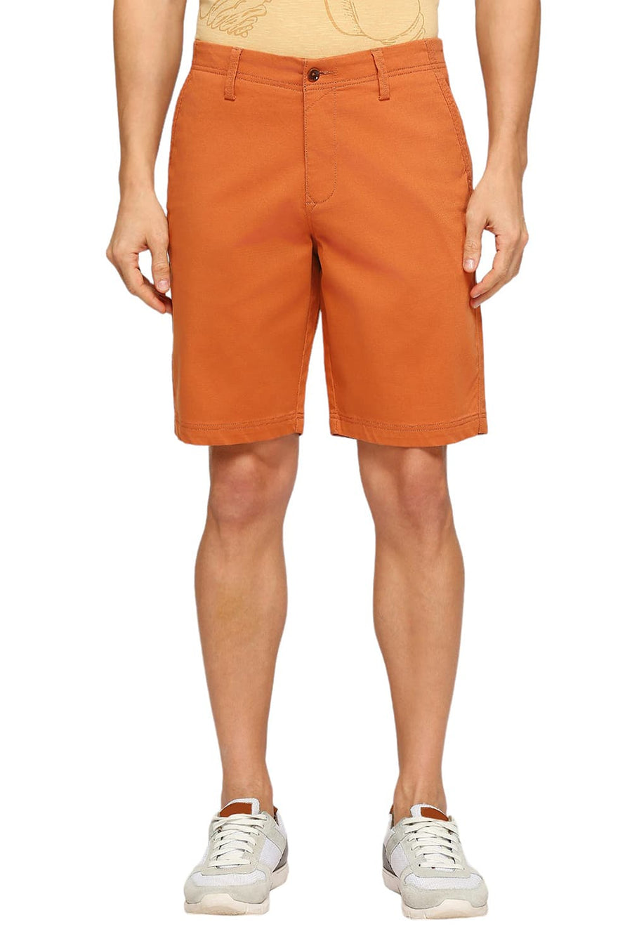 BASICS COMFORT FIT AMBER BROWN COTTON STRETCH DOBBY WOVEN SHORTS