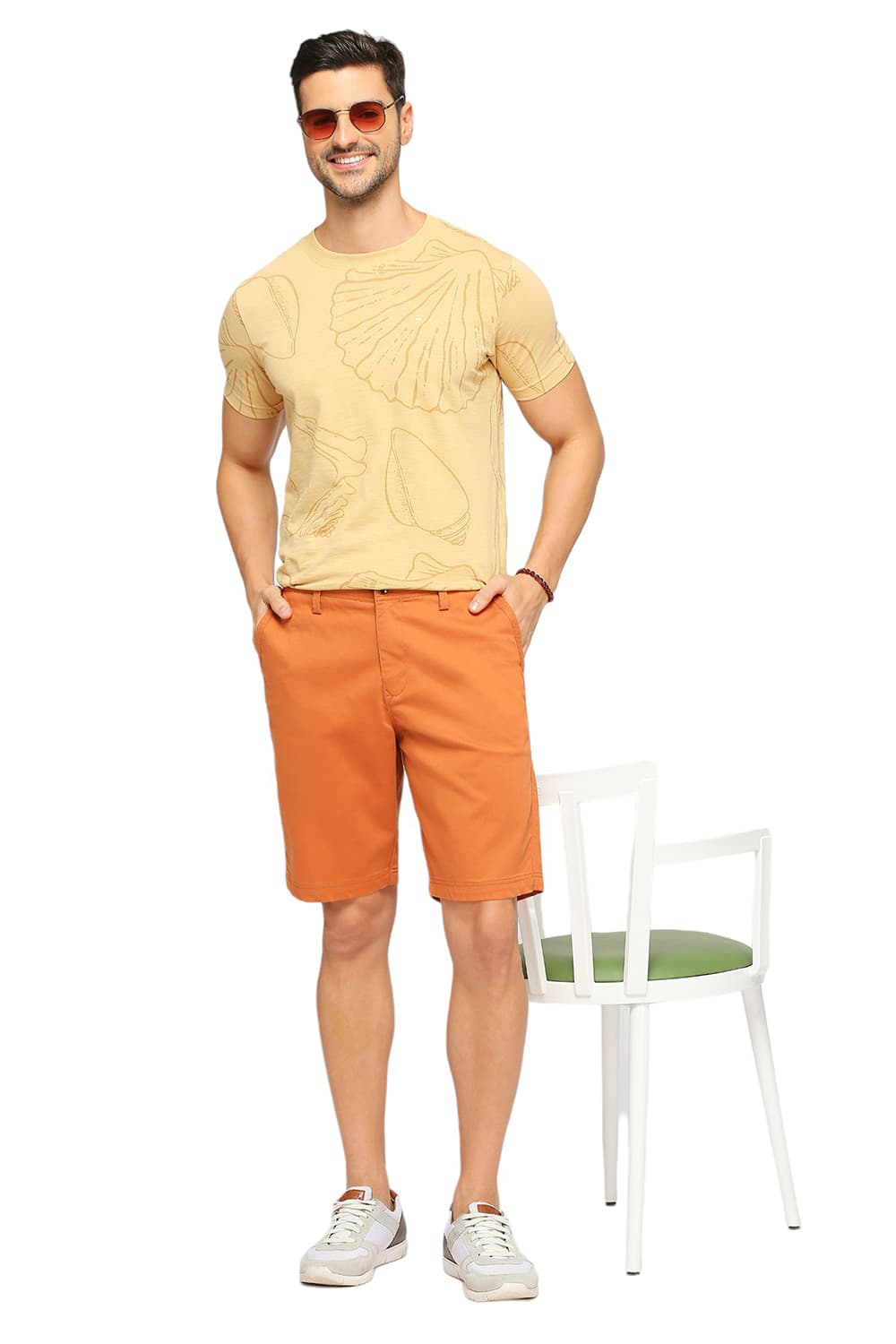 BASICS COMFORT FIT COTTON STRETCH DOBBY WOVEN SHORTS