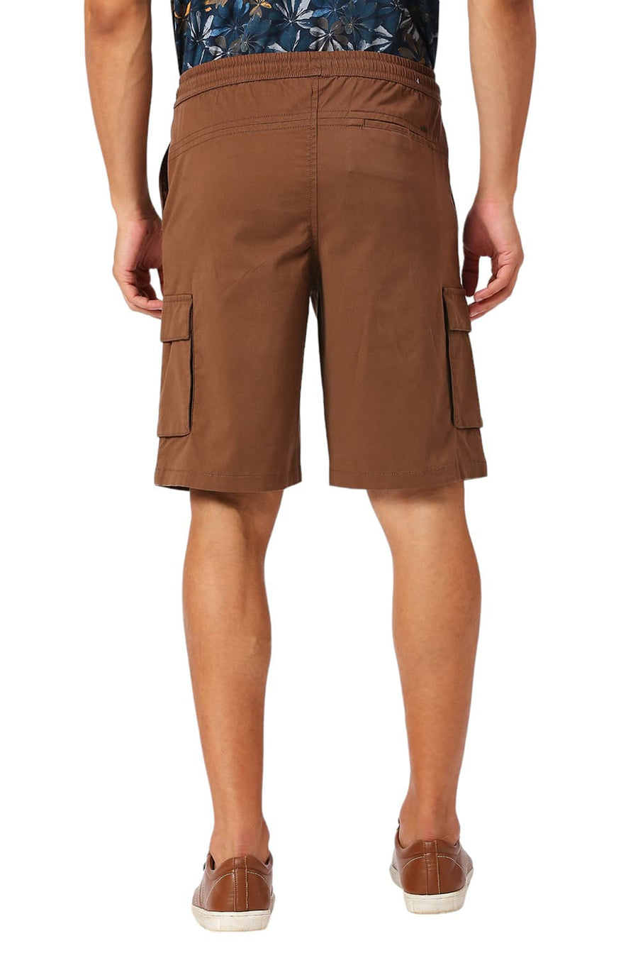 BASICS COMFORT FIT MOCHA BROWN COTTON STRETCH PEACH TWILL WOVEN SHORTS