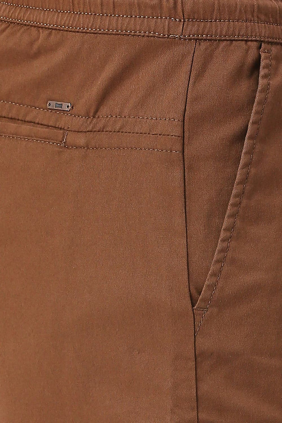 BASICS COMFORT FIT MOCHA BROWN COTTON STRETCH PEACH TWILL WOVEN SHORTS