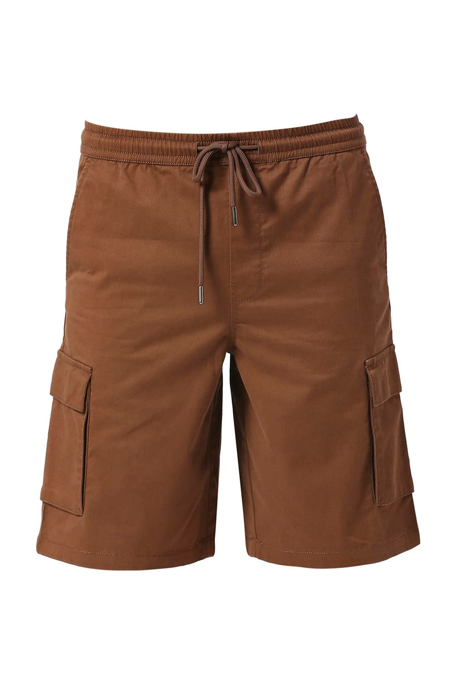 BASICS COMFORT FIT MOCHA BROWN COTTON STRETCH PEACH TWILL WOVEN SHORTS