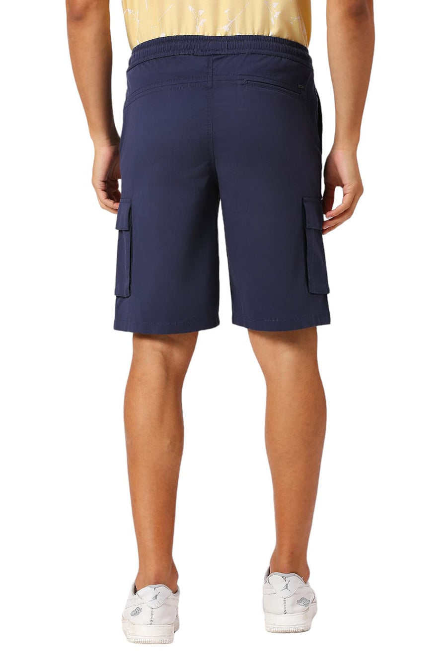 BASICS COMFORT FIT MOONLIT MID BLUE COTTON STRETCH PEACH TWILL WOVEN SHORTS