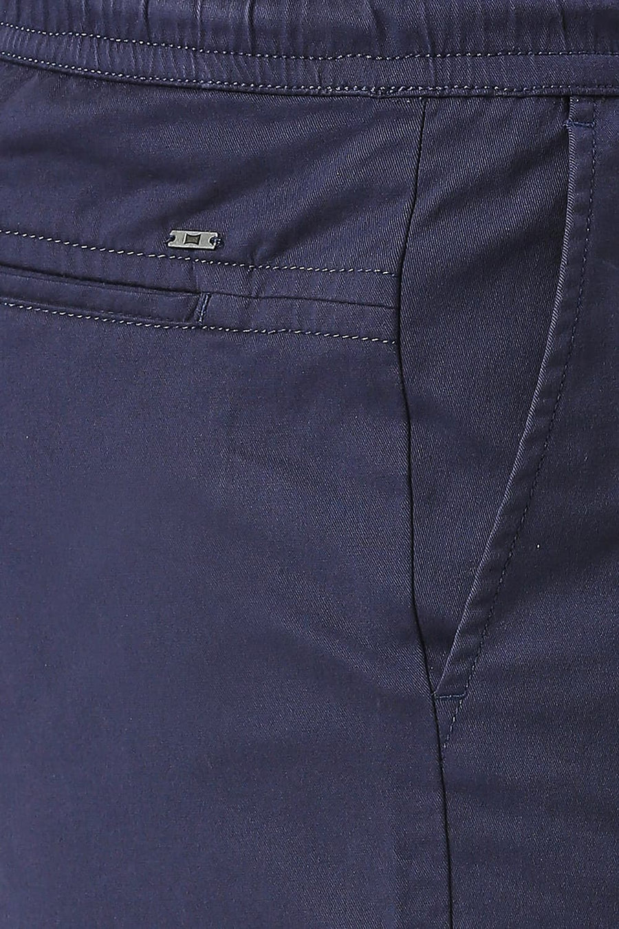 BASICS COMFORT FIT MOONLIT MID BLUE COTTON STRETCH PEACH TWILL WOVEN SHORTS