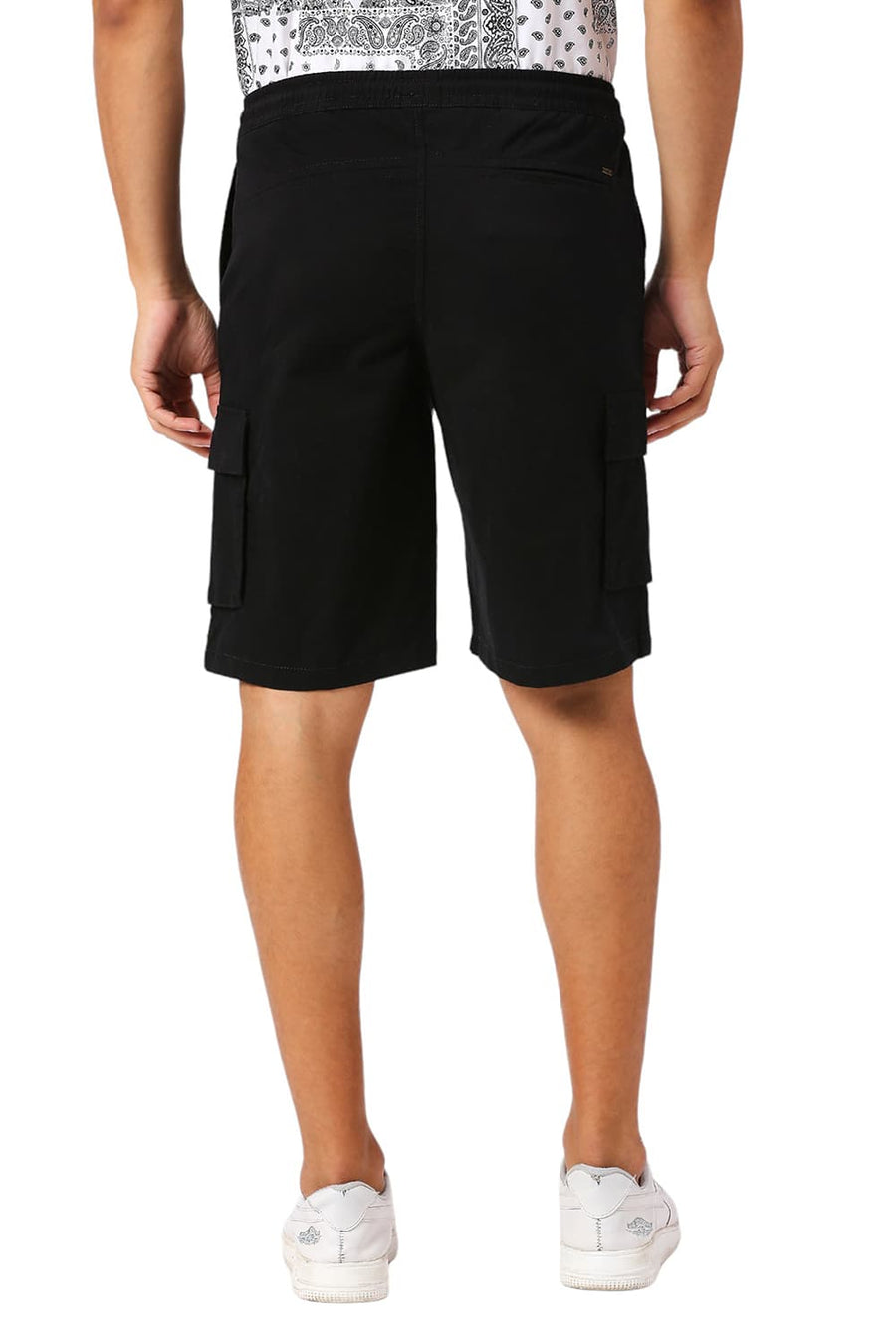 BASICS COMFORT FIT CAVIAR BLACK COTTON STRETCH PEACH TWILL WOVEN SHORTS