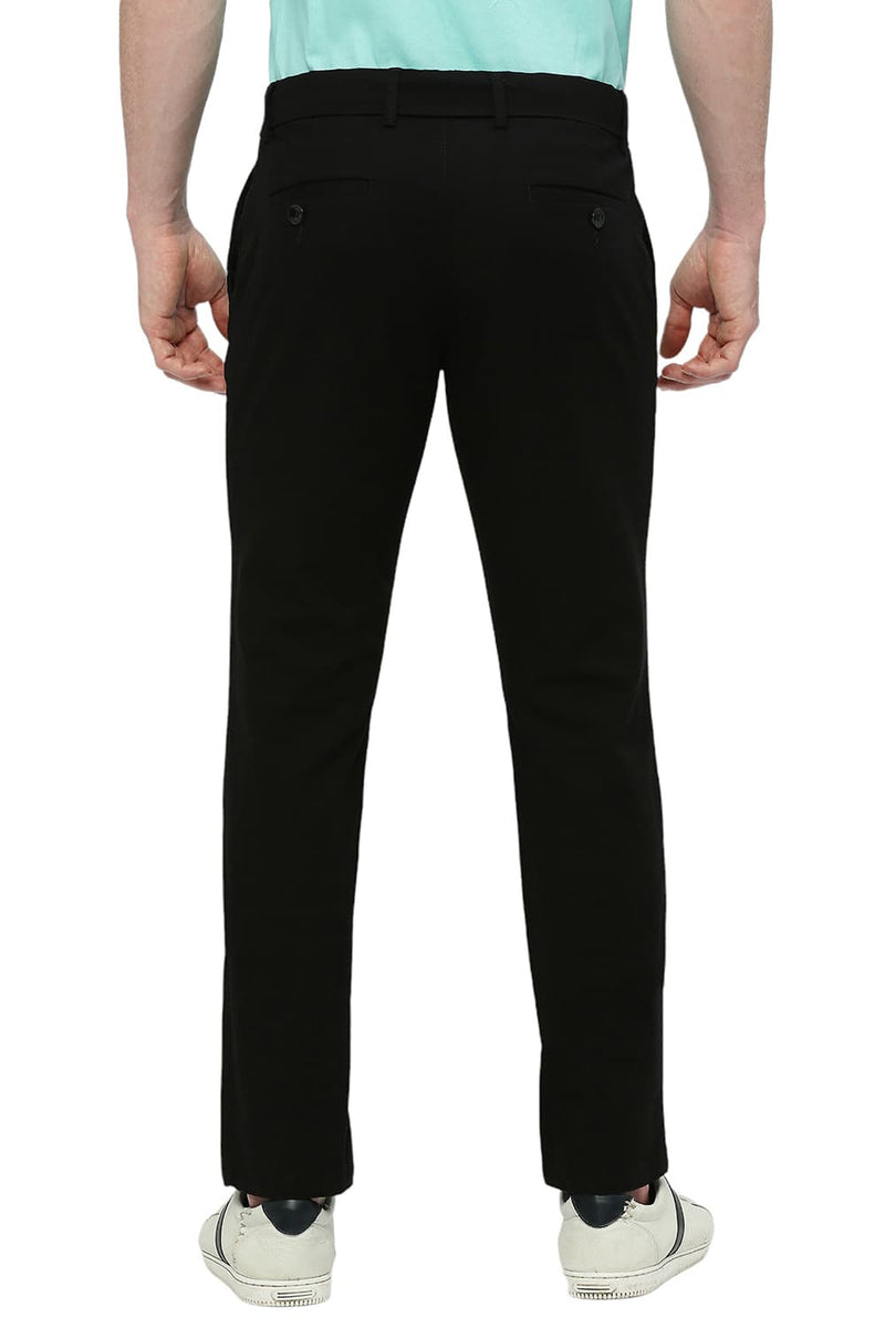 BASICS TAPERED FIT COTTON STRETCH DOBBY TROUSERS