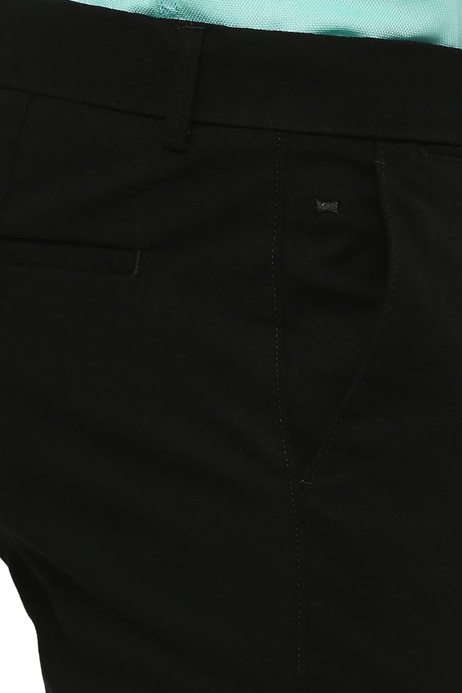 BASICS TAPERED FIT ESPRESSO BLACK COTTON STRETCH DOBBY TROUSERS