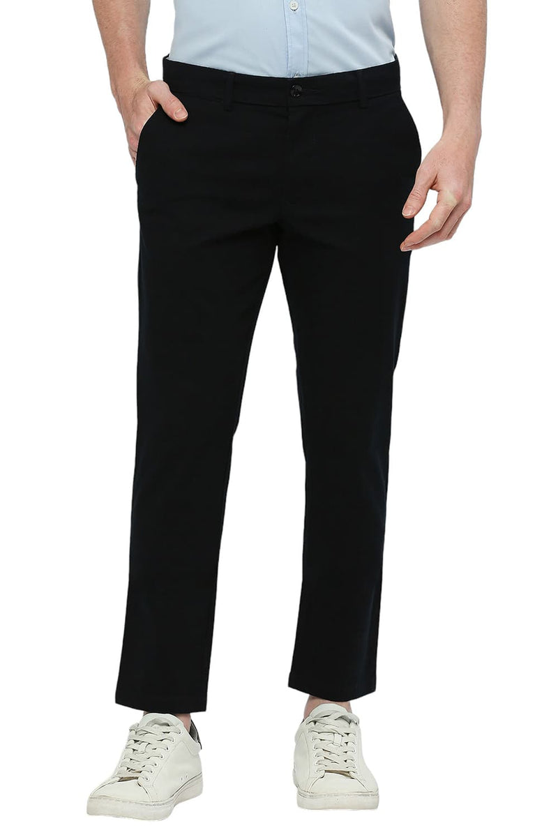 BASICS TAPERED FIT COTTON STRETCH DOBBY TROUSERS