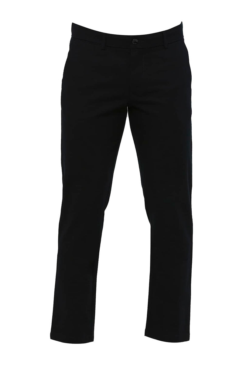 BASICS TAPERED FIT COTTON STRETCH DOBBY TROUSERS