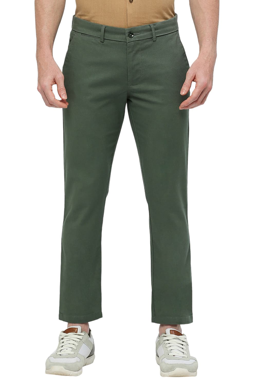 BASICS TAPERED FIT COTTON STRETCH DOBBY TROUSERS