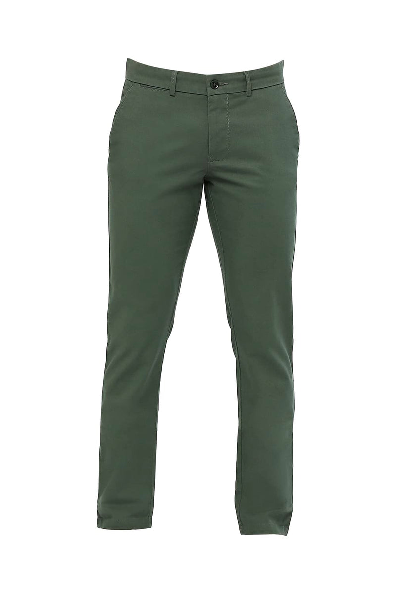 BASICS TAPERED FIT COTTON STRETCH DOBBY TROUSERS