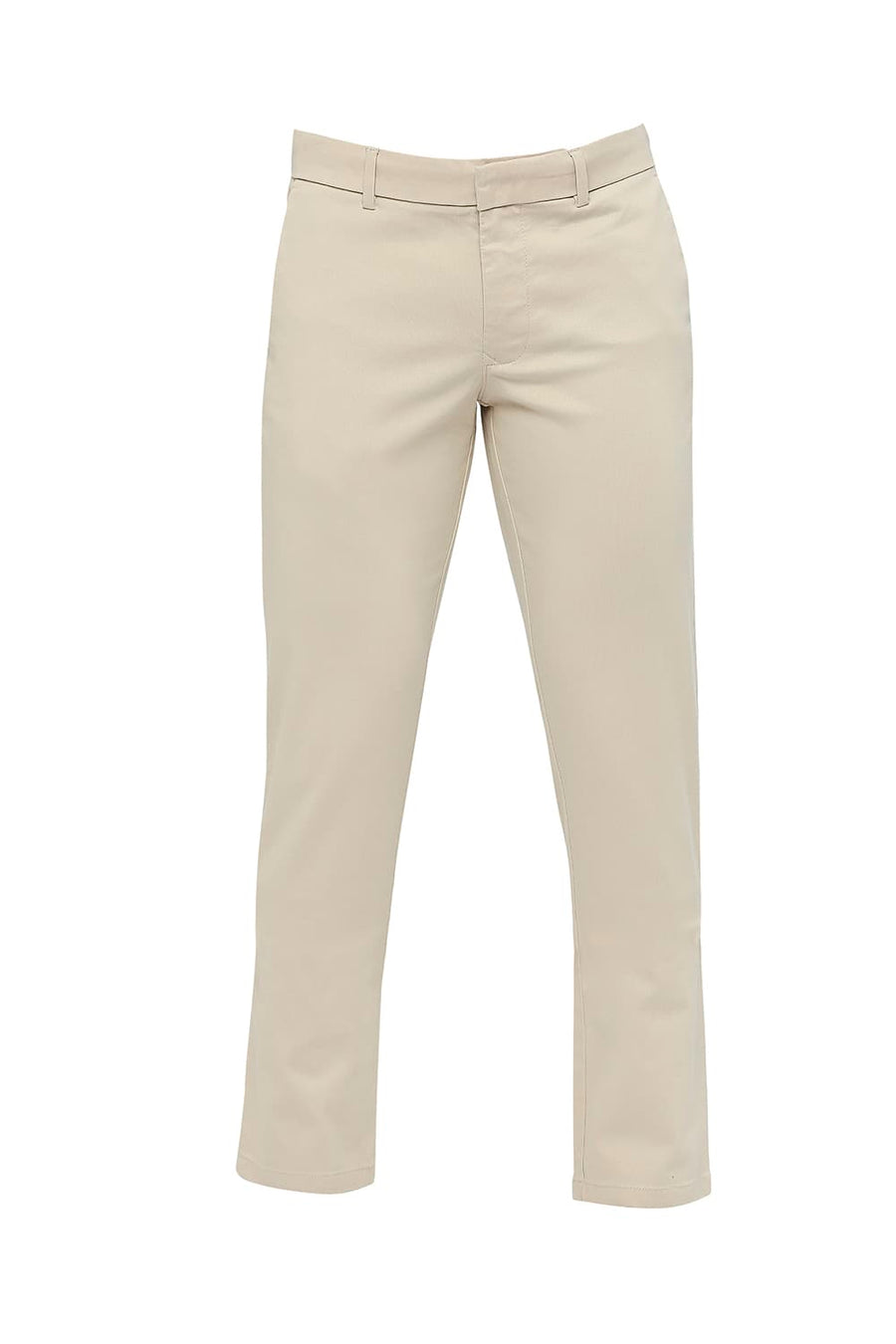 BASICS TAPERED FIT FRAPPE STONE COTTON STRETCH DOBBY TROUSERS