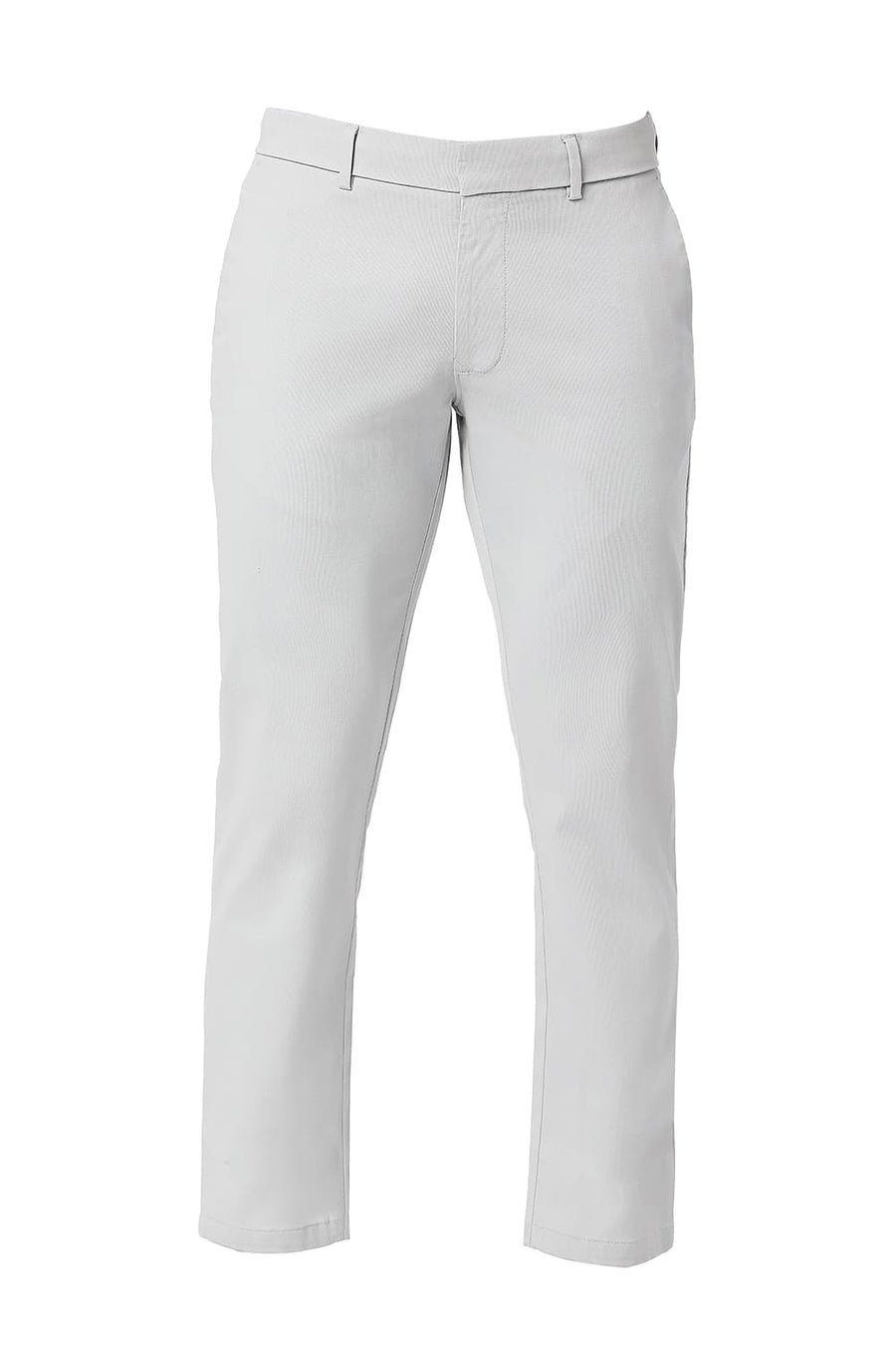 BASICS TAPERED FIT HIGH RISE GREY COTTON STRETCH DOBBY TROUSERS
