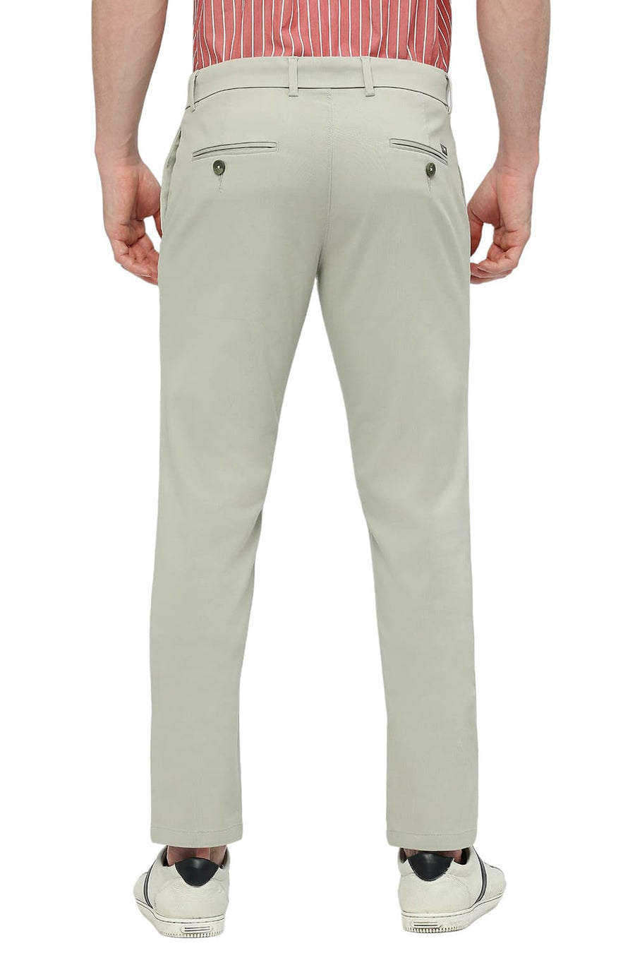 BASICS TAPERED FIT AGATE GRAY GREEN COTTON STRETCH DOBBY TROUSERS
