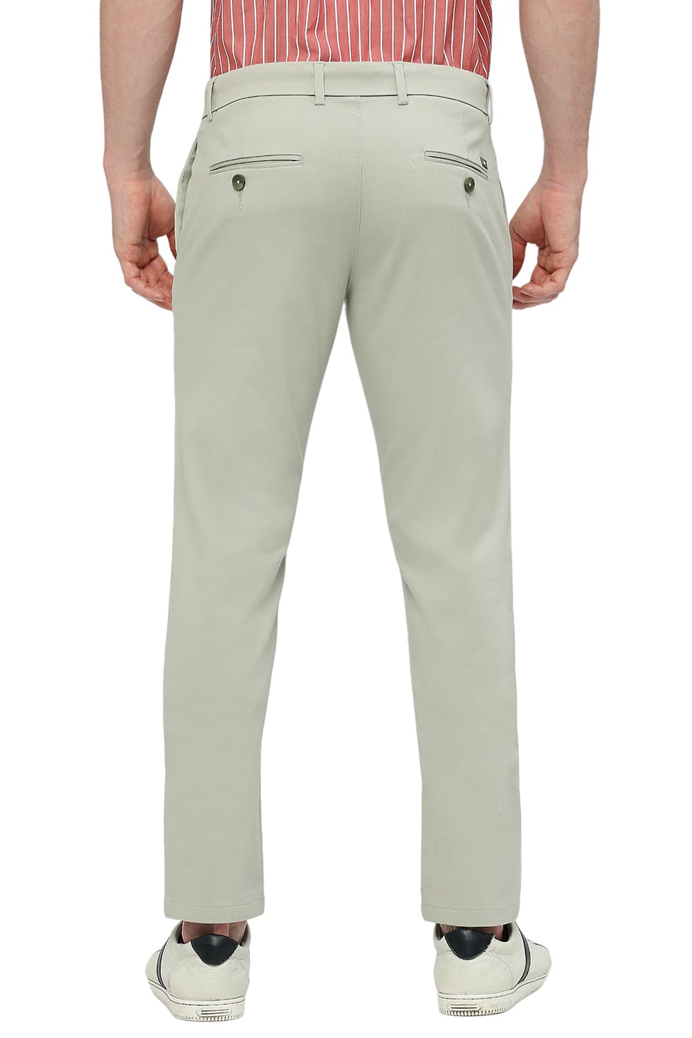 BASICS TAPERED FIT COTTON STRETCH DOBBY TROUSERS