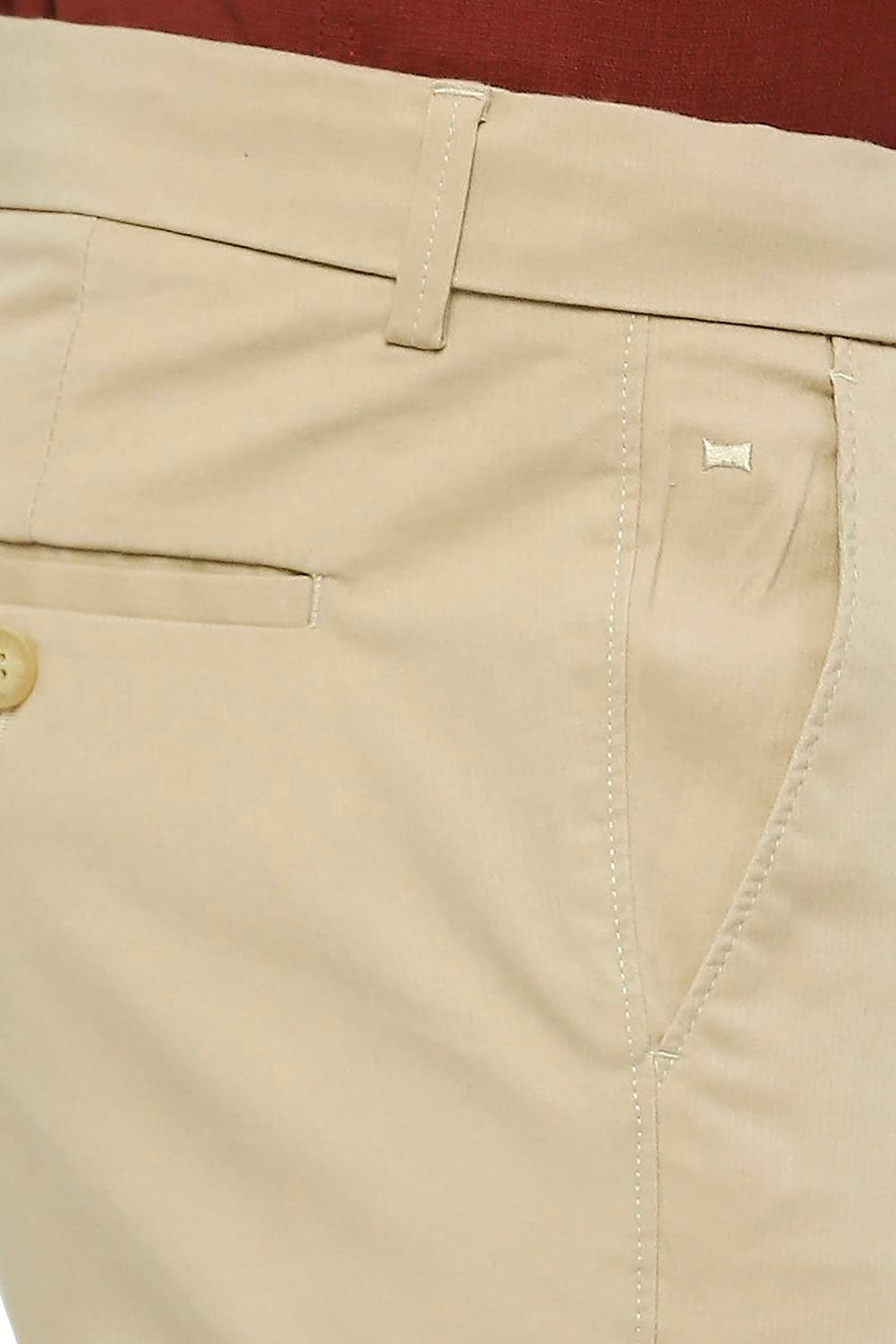 BASICS TAPERED FIT IRISH KHAKI COTTON STRETCH DOBBY TROUSERS