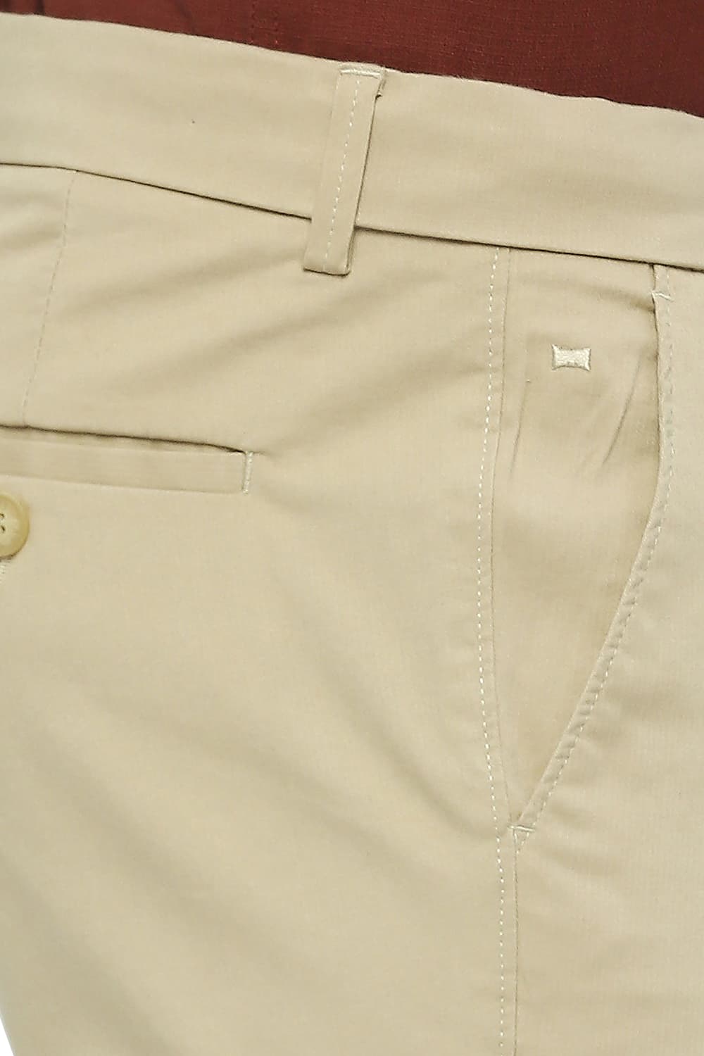 BASICS TAPERED FIT COTTON STRETCH DOBBY TROUSERS