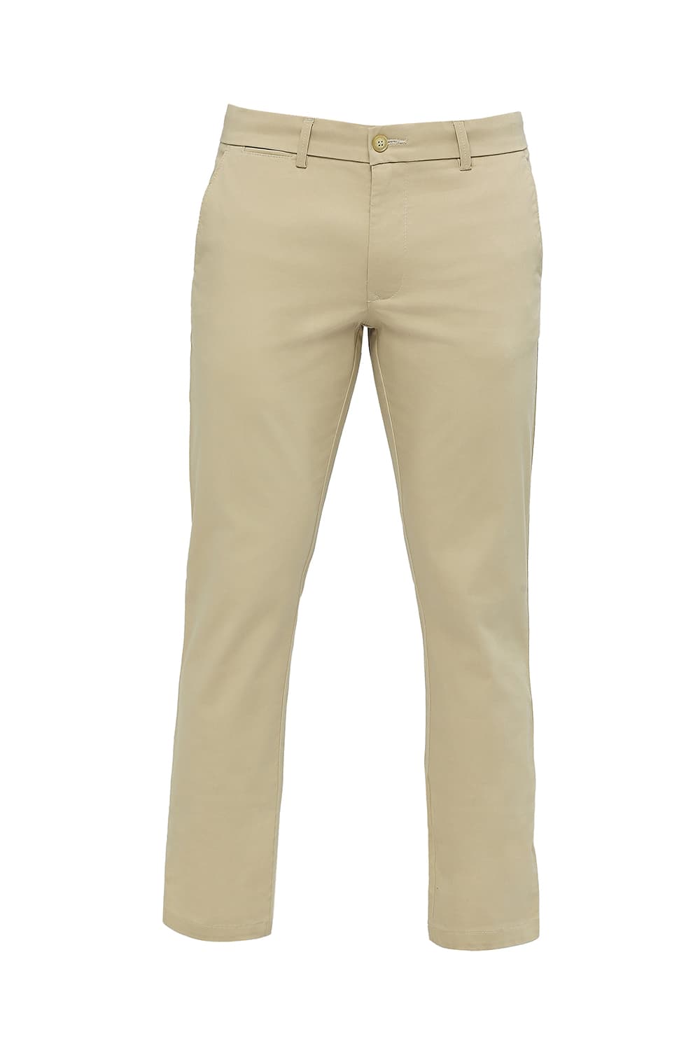 BASICS TAPERED FIT COTTON STRETCH DOBBY TROUSERS