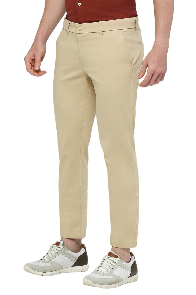 BASICS TAPERED FIT COTTON STRETCH DOBBY TROUSERS