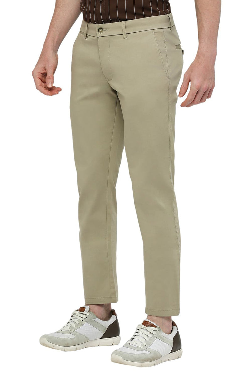 BASICS TAPERED FIT COTTON STRETCH DOBBY TROUSERS