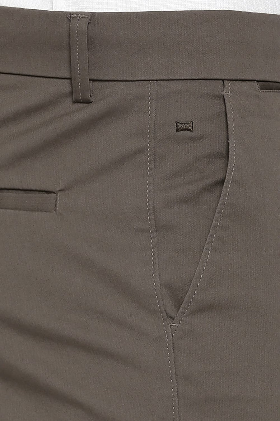 BASICS TAPERED FIT CROCODILE GREY COTTON STRETCH DOBBY TROUSERS