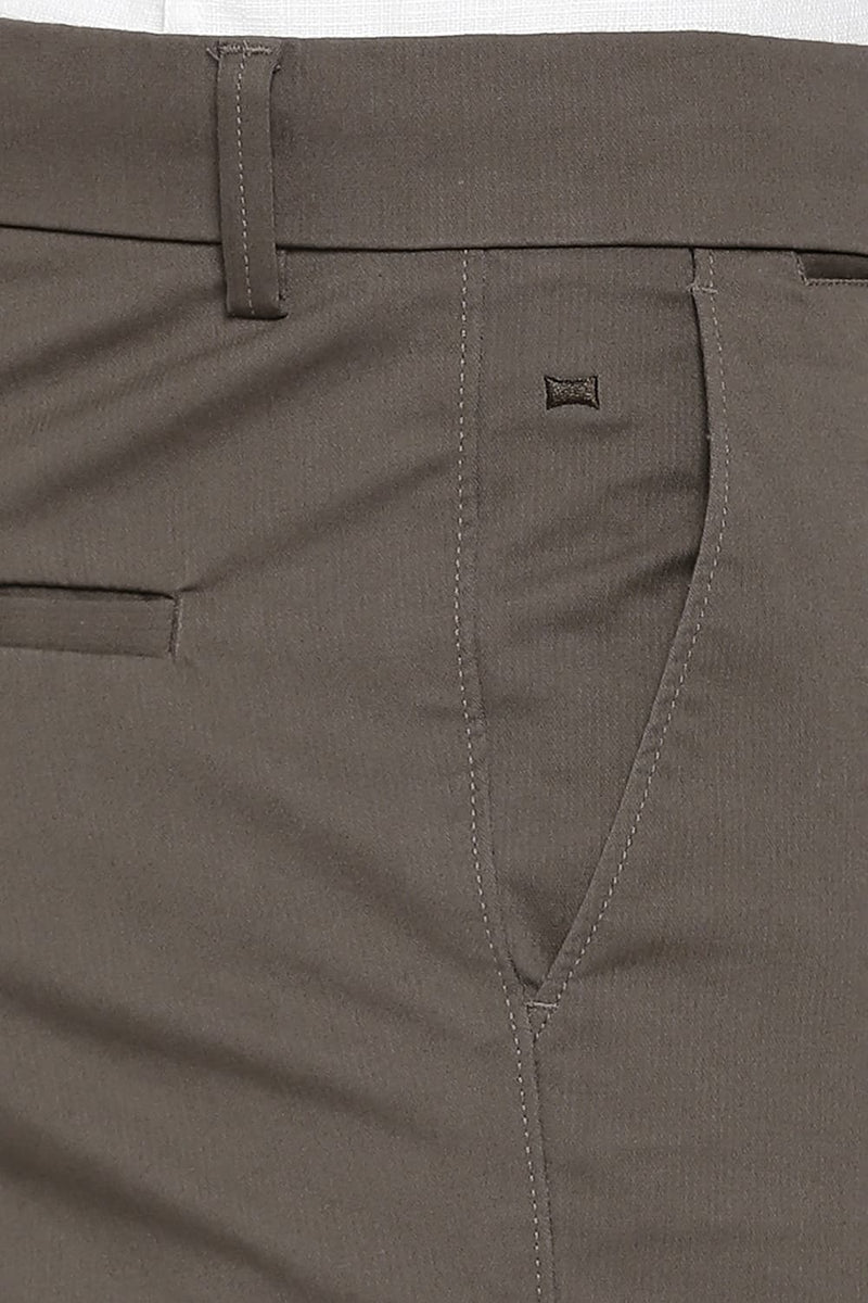 BASICS TAPERED FIT COTTON STRETCH DOBBY TROUSERS