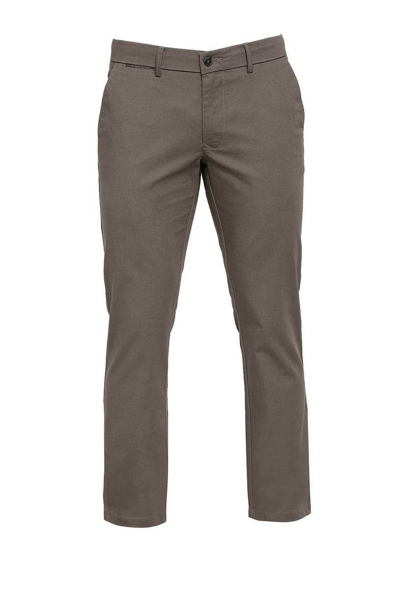 BASICS TAPERED FIT COTTON STRETCH DOBBY TROUSERS