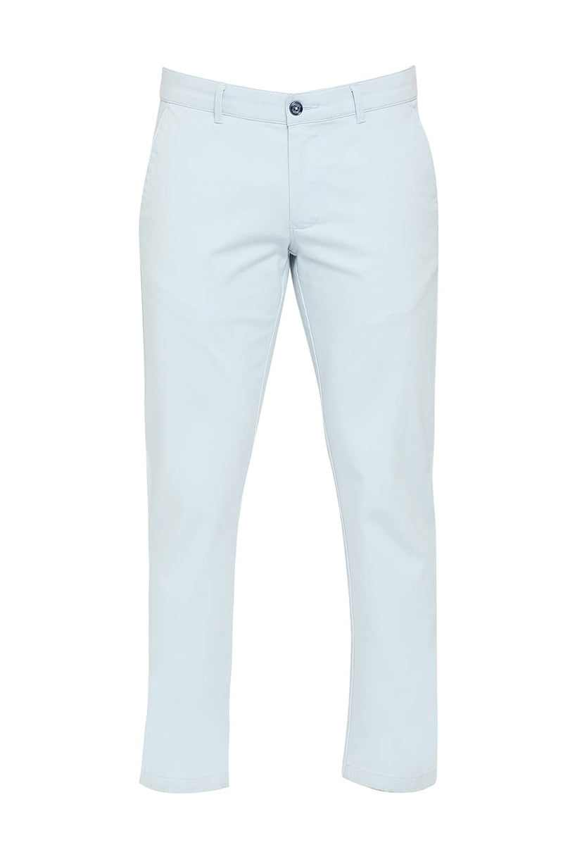 BASICS TAPERED FIT COTTON STRETCH DOBBY TROUSERS