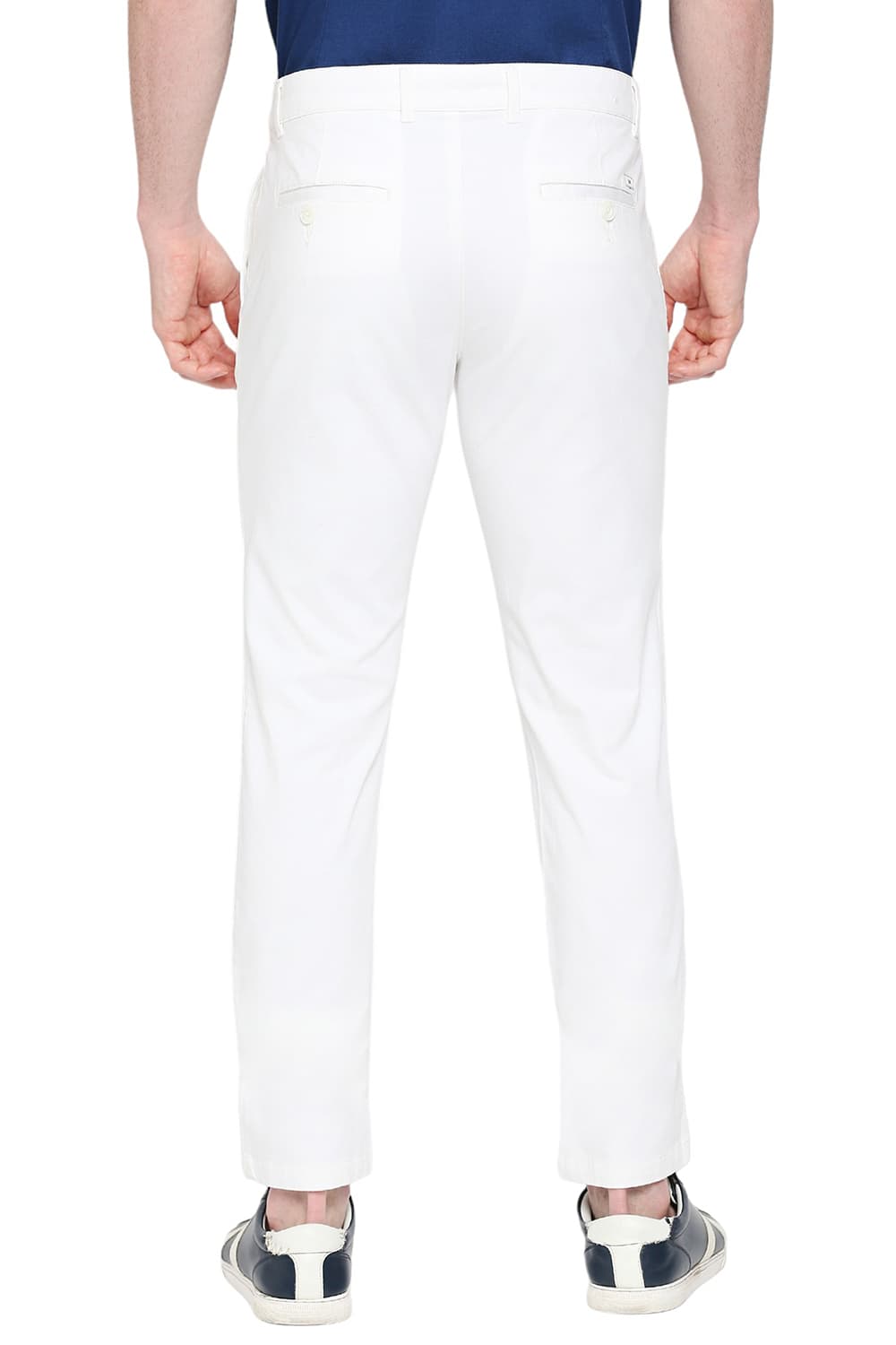 BASICS TAPERED FIT COTTON STRETCH DOBBY TROUSERS