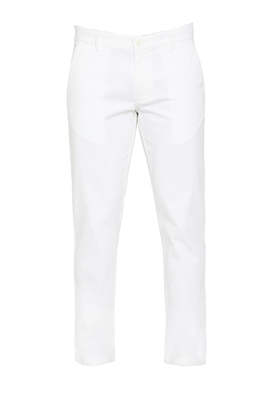 BASICS TAPERED FIT CLOUD DANCER WHITE COTTON STRETCH DOBBY TROUSERS