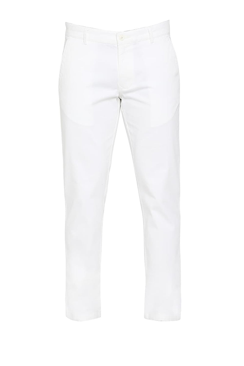 BASICS TAPERED FIT COTTON STRETCH DOBBY TROUSERS