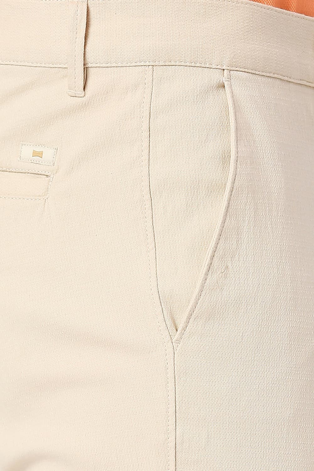 TAPERED FIT COTTON STRETCH DOBBY TROUSERS