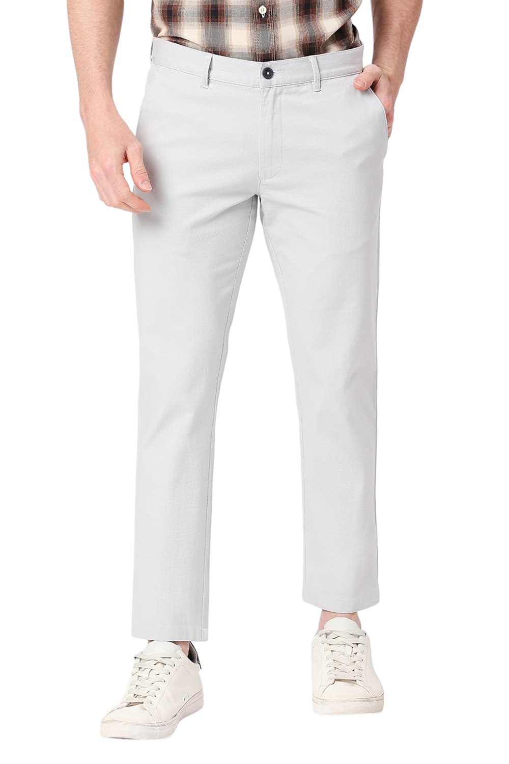 TAPERED FIT COTTON STRETCH DOBBY TROUSERS